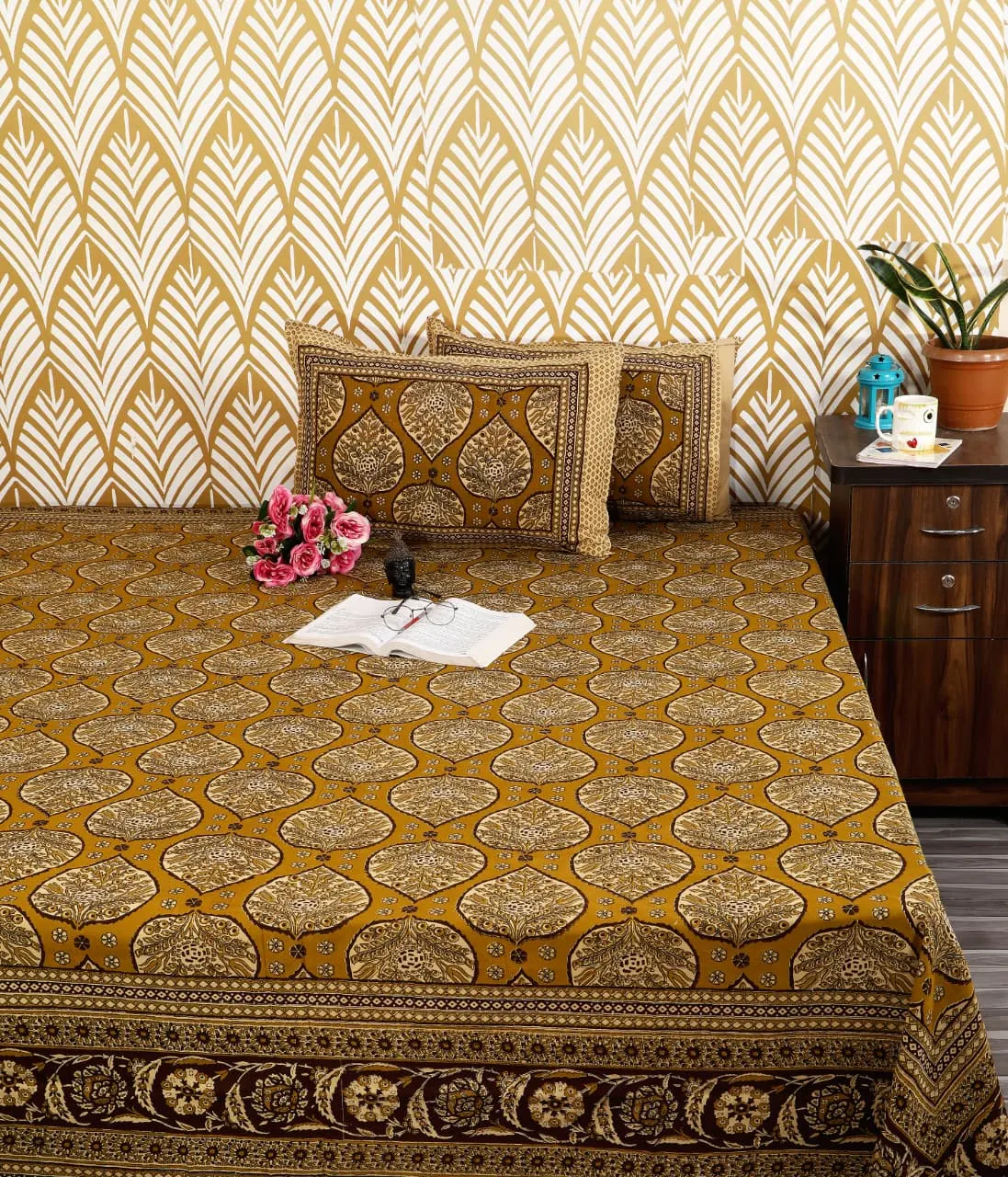 Hotel bed linen Bagru printed cotton