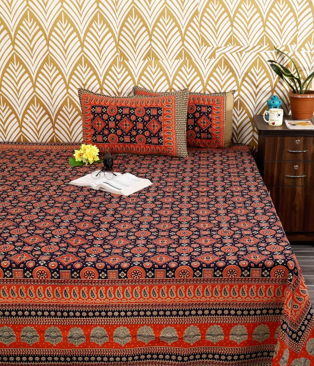 Wholesale Bagru cotton sheets with zipper pillow covers