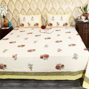 Super king size indigo block print design bedsheet