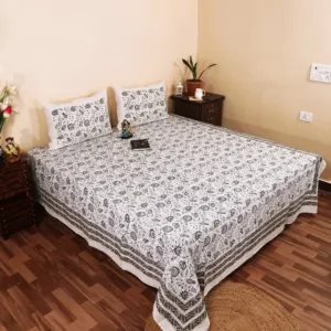 Hand block printed Sanganeri bedsheet