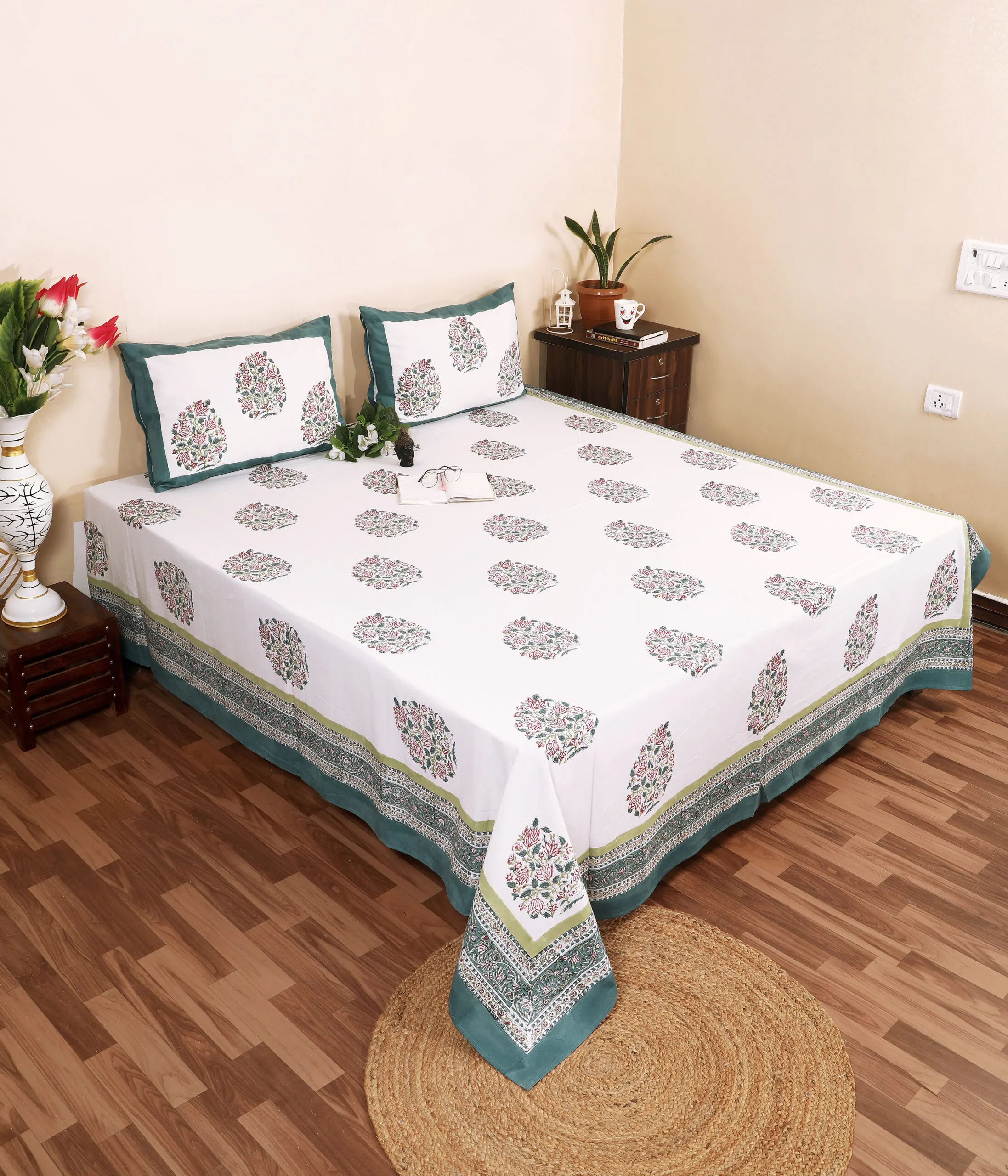 Hand block printing with wooden block in Sanganer