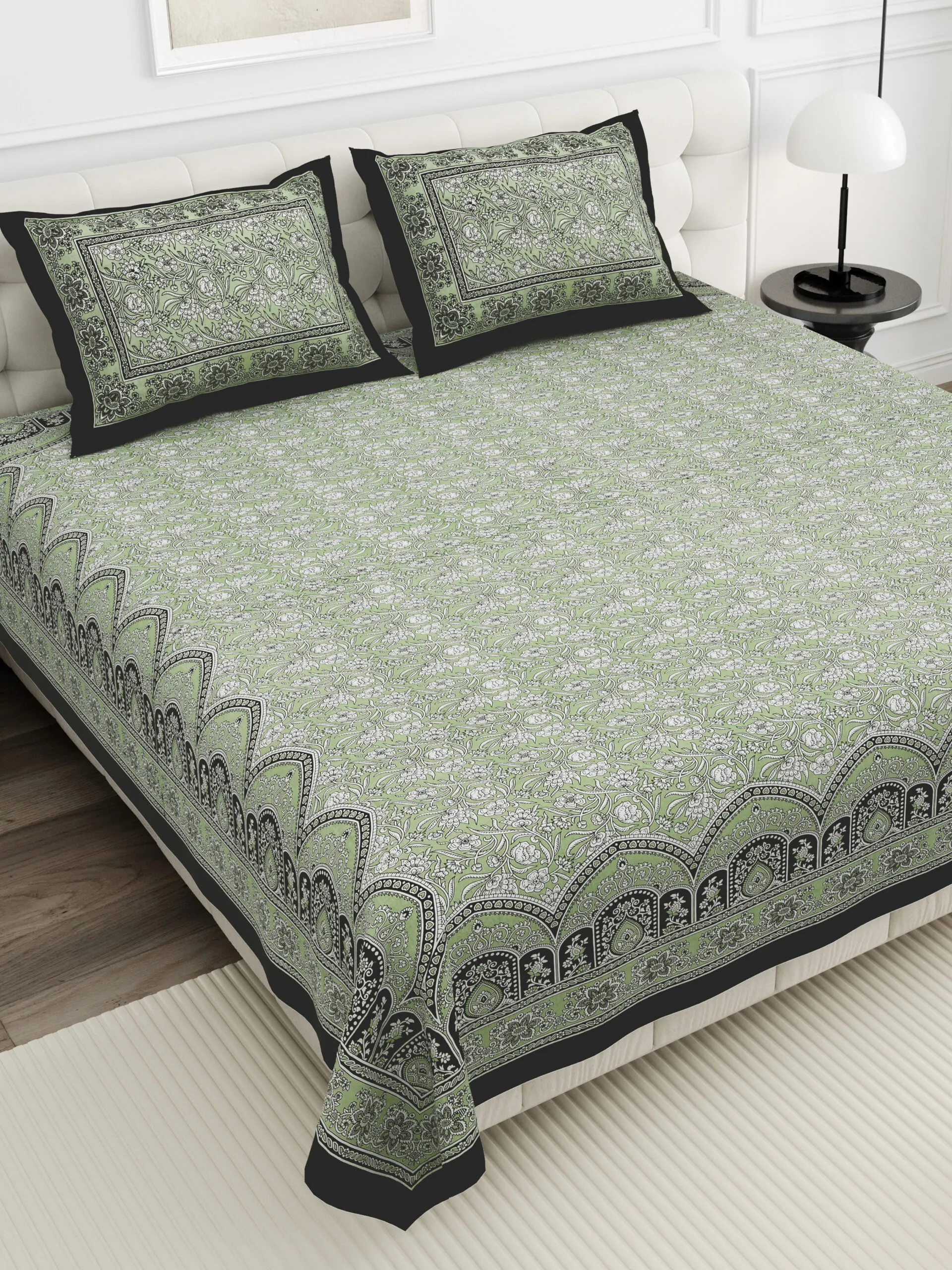 Sanganeri white base bedsheet wholesale lot