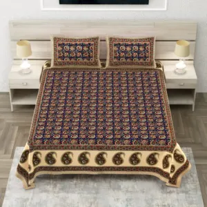 Bagru screen printed cotton bedsheet