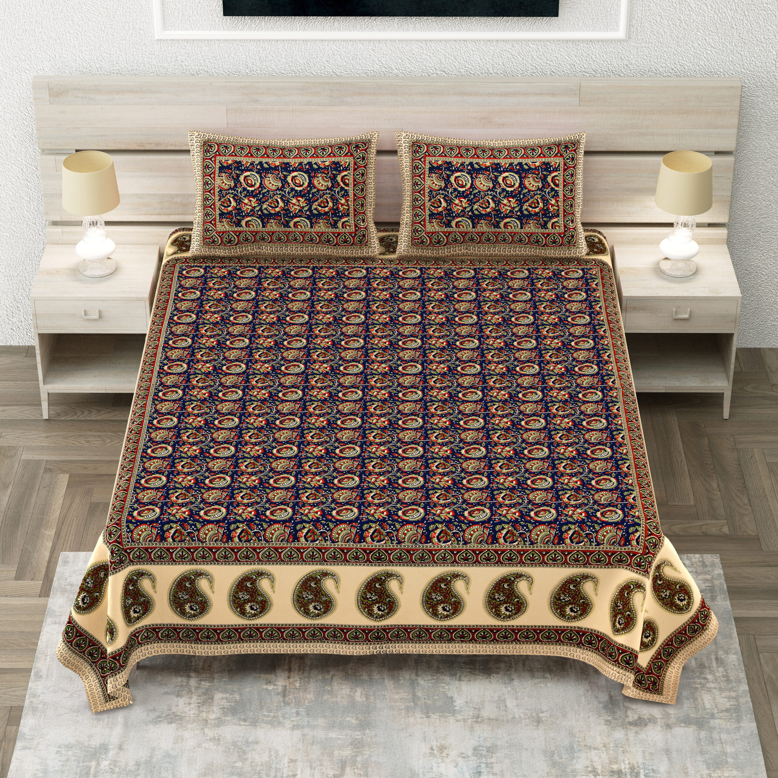 Bagru screen printed bedsheet wholesale