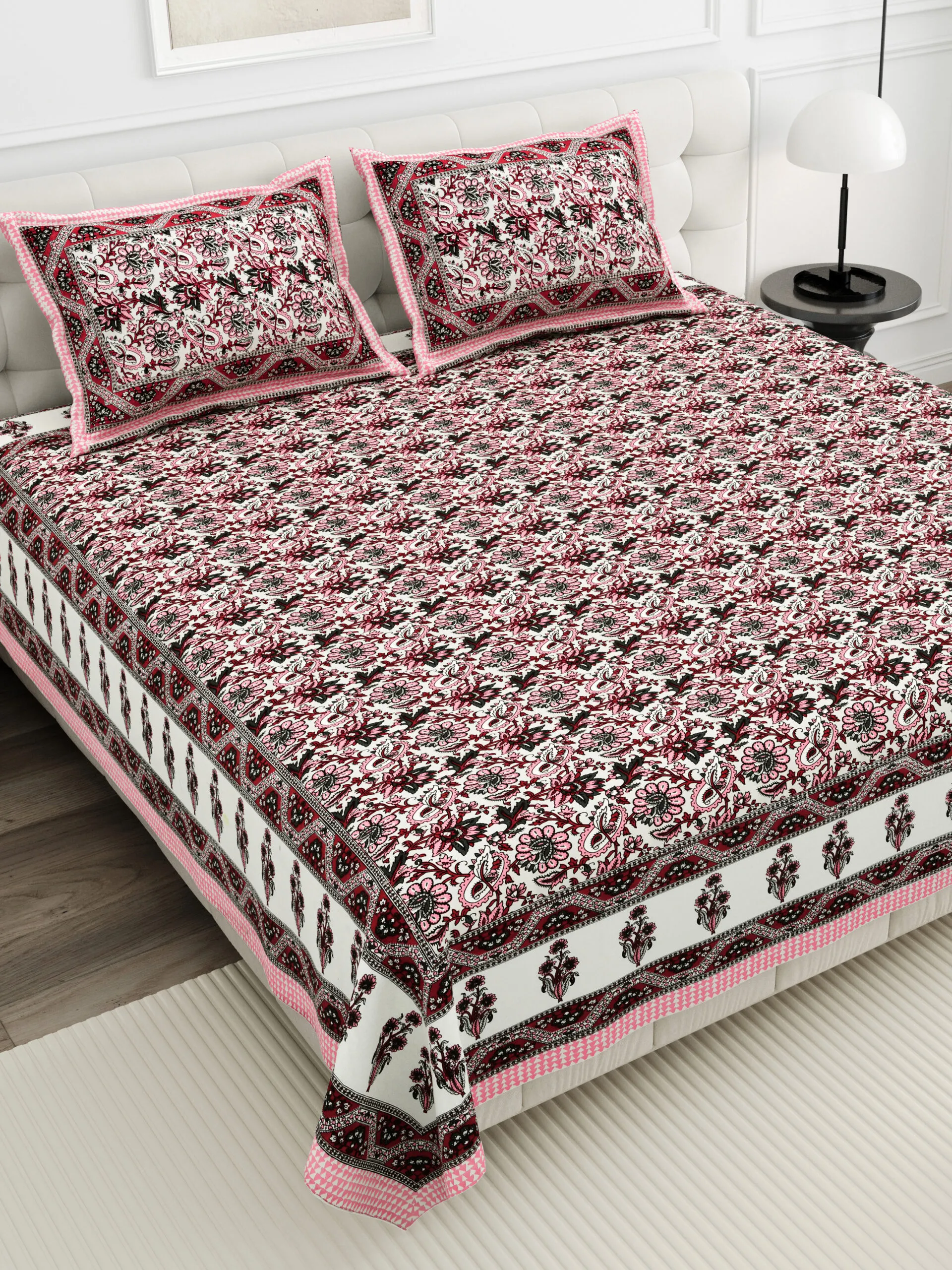 Wholesale Sanganeri white base bedsheet