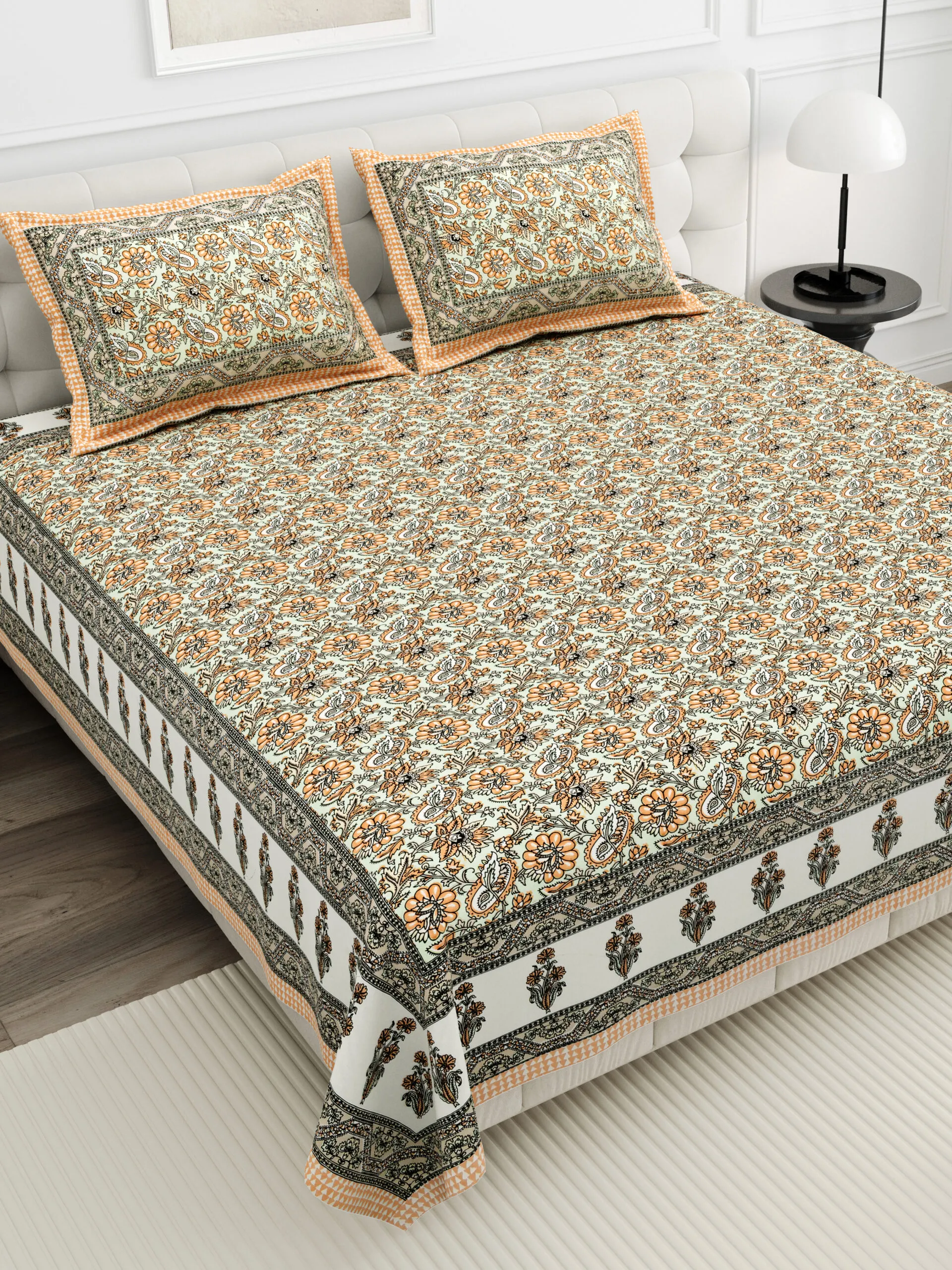 Sanganeri print bedsheet design variant