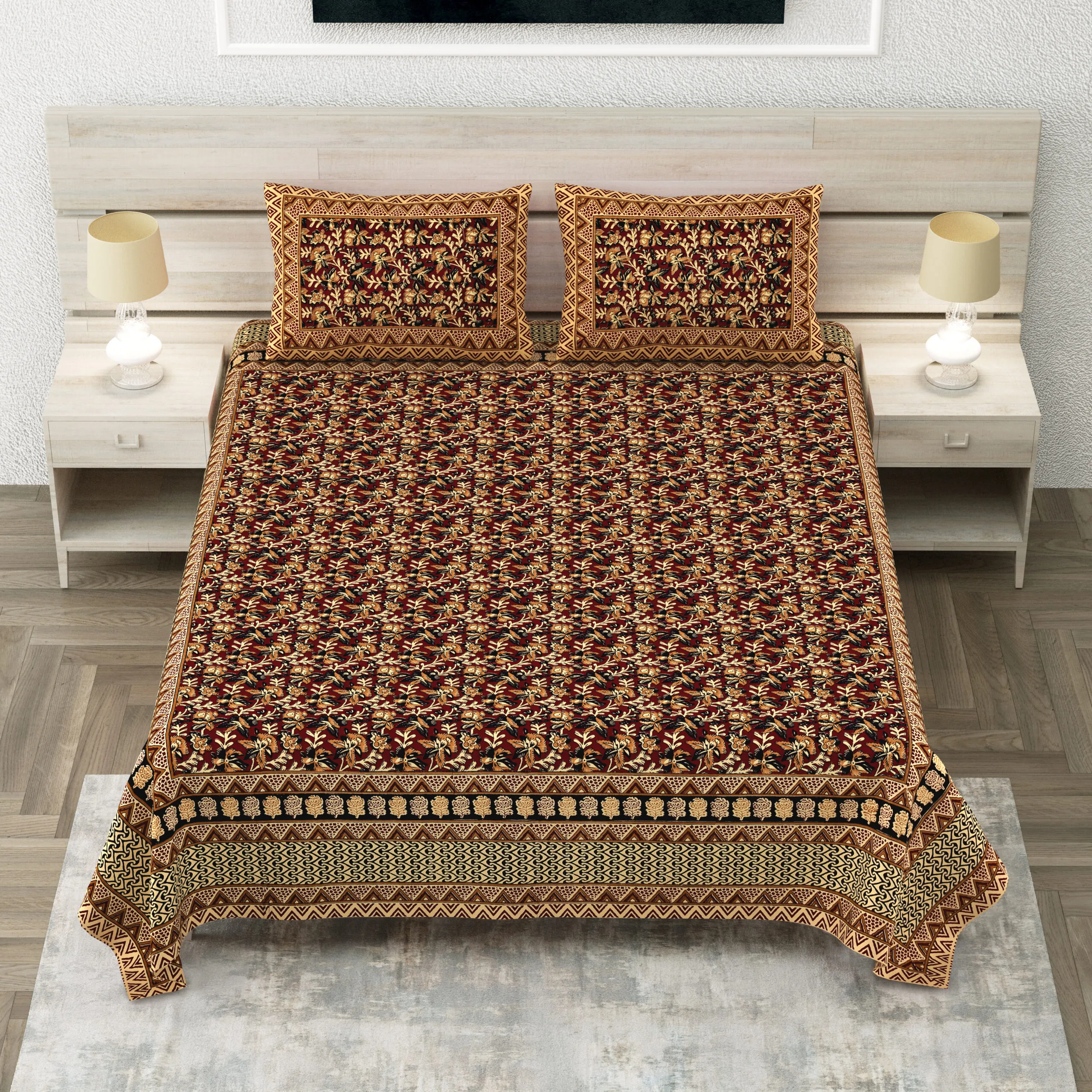Premium 56x60 Murugan cotton texture in Bagru wholesale sheets