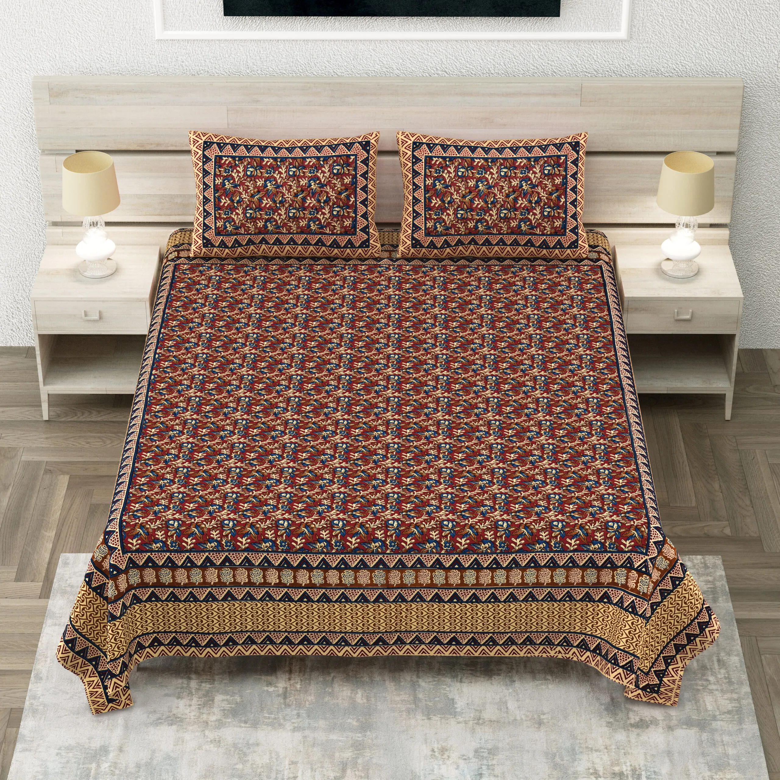 Massive Bagru bedsheet inventory ready for B2B dispatch at Jaipur Bedsheet Wholesale