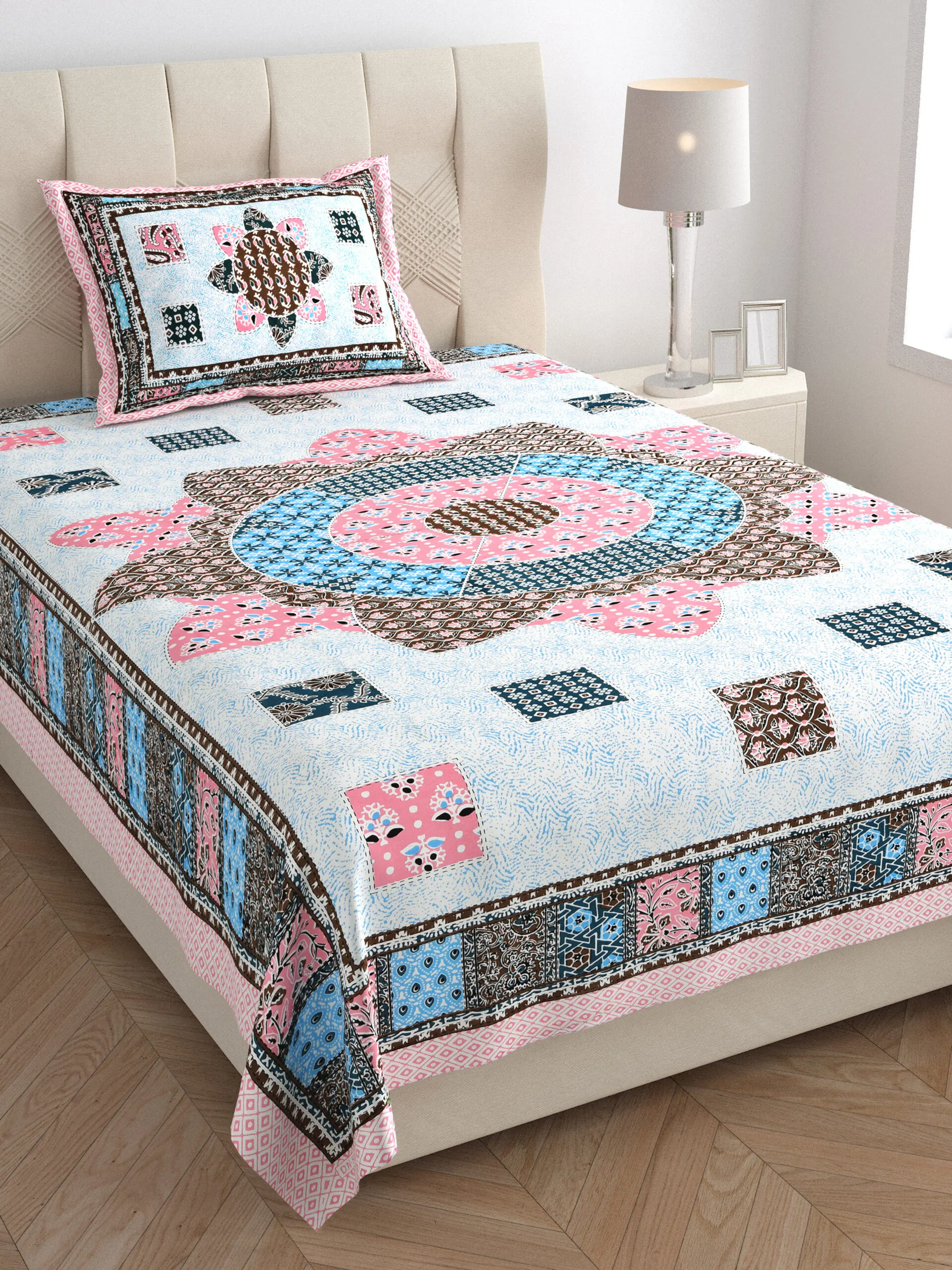 60×90 cotton single bedsheet wholesale, made-up single bed view