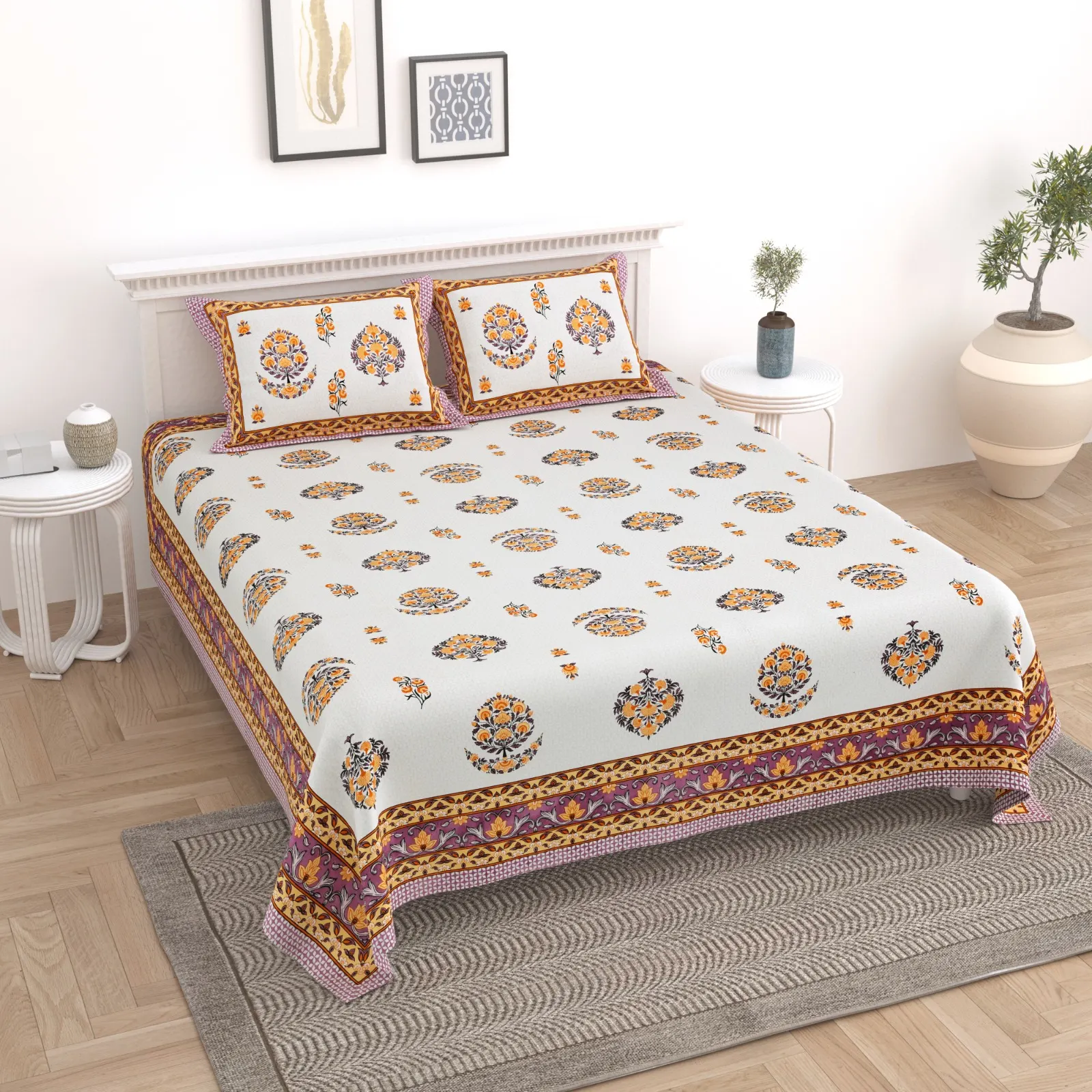 Elite Jaipur Double Bed Bedsheet pure cotton wholesale view 2