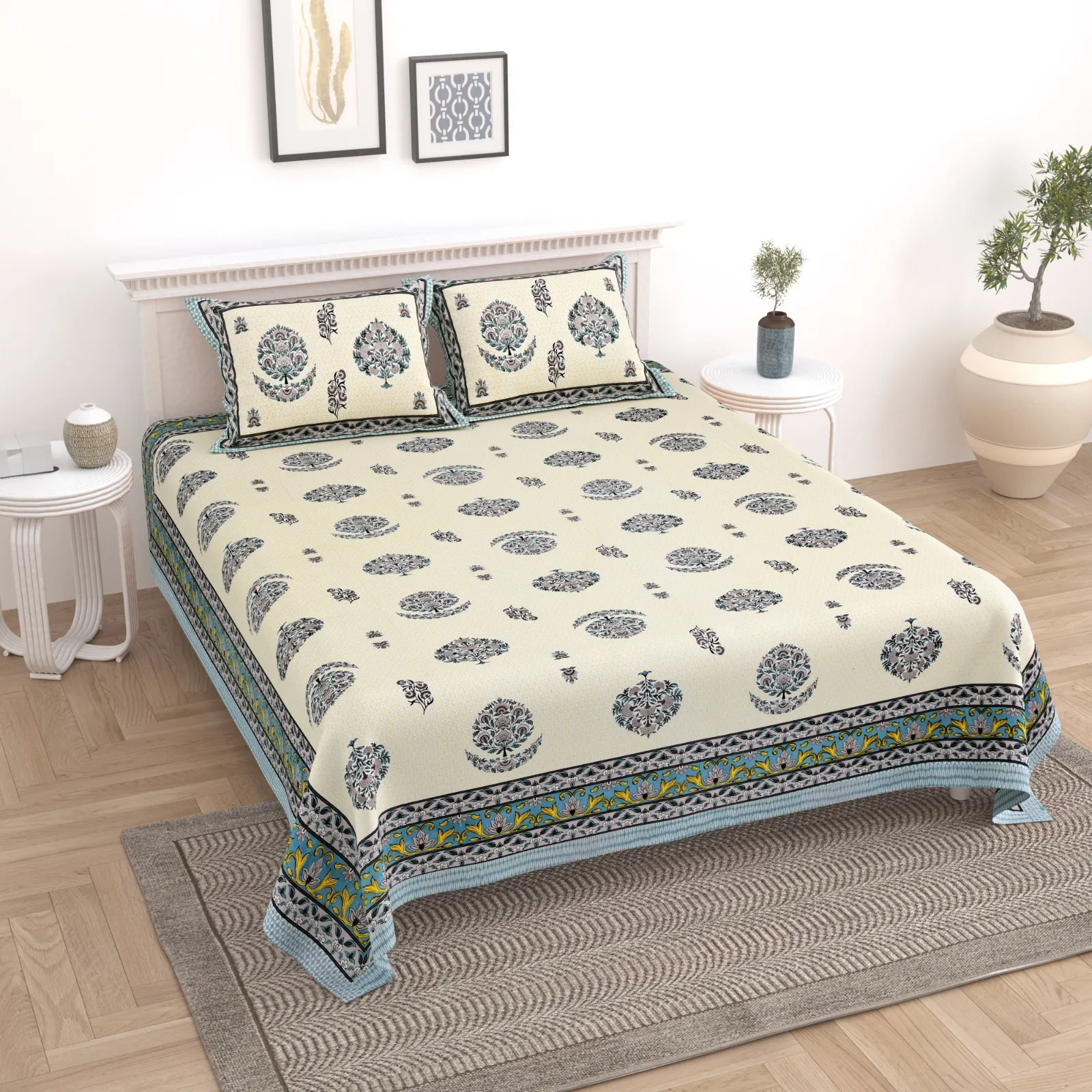 Elite Jaipur Double Bed Bedsheet pure cotton wholesale view 23
