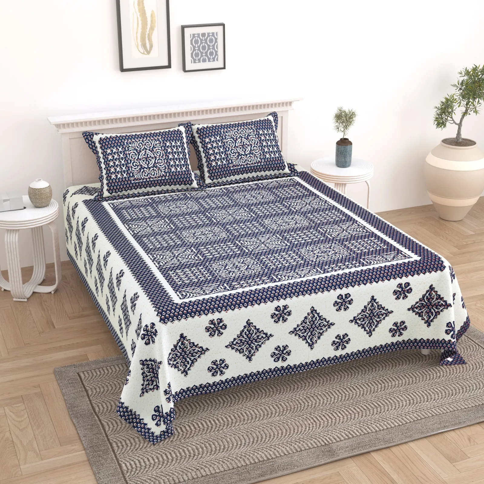 Elite Jaipur Double Bed Bedsheet pure cotton wholesale view 5