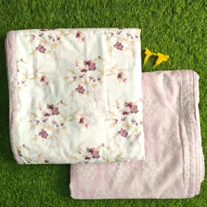 Pink floral single dohar 58x87 wholesale Jaipur – Blush Pink Floral reversible single bed dohar pack of 2 wholesale Jaipur – Mausam collection