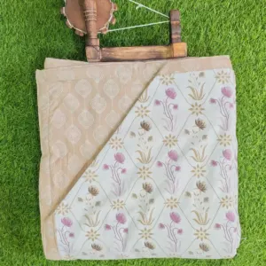 Peach floral double dohar 90x100 wholesale Jaipur – Peach Pink Floral reversible double bed dohar 90x100 wholesale Jaipur – Barkha collection