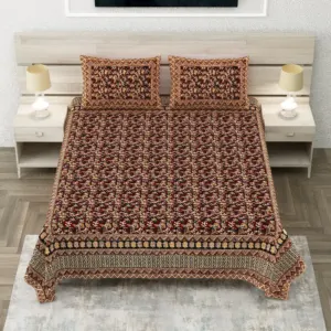 Brown kalamkari sanganeri double bedsheet 90x108 wholesale Jaipur – Brown Kalamkari Jaal double bedsheet 90x108 wholesale Jaipur – Sanganer Heritage collection