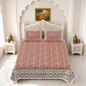 Rose rose double bedsheet 90x108 wholesale Jaipur – Rose Floral Jaal double bedsheet 90x108 wholesale Jaipur – Gulmohar collection
