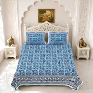 Sky jaal double bedsheet 90x108 wholesale Jaipur – Sky Blue Jaal double bedsheet 90x108 wholesale Jaipur – Gulmohar collection