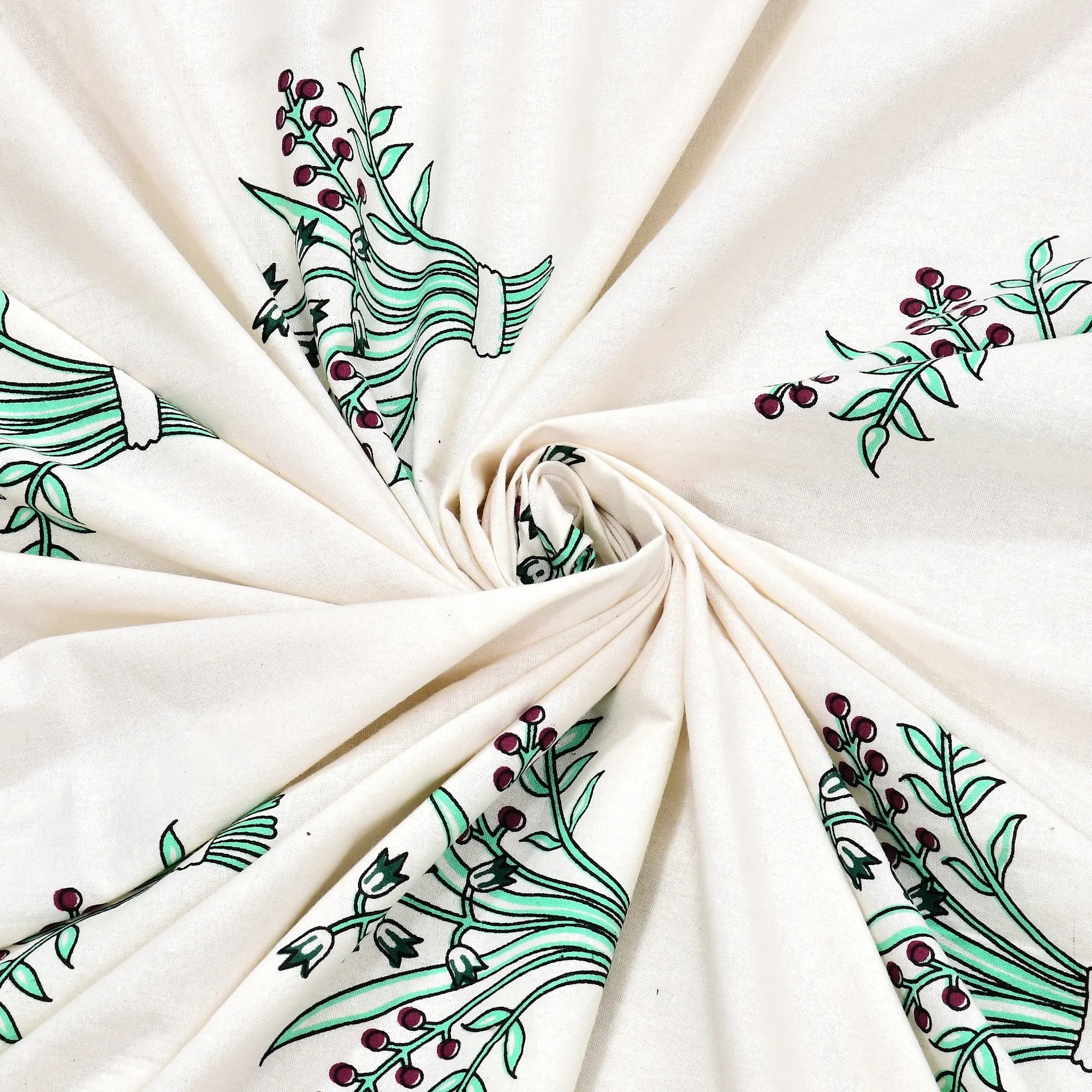 Pudina Bel Border premium cotton double bedsheet 100x108 with 2 pillow covers – mint green and grey – Jaipur wholesale – image 6