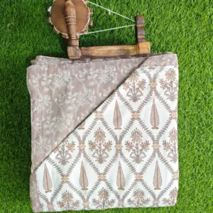 Mauve Buta Trellis Reversible Double Bed Dohar 90x100 Dull Cotton (Barkha)