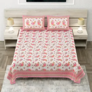 Pink vine king size bedsheet 108x108 wholesale Jaipur – Pink Floral Bel king size bedsheet 108x108 wholesale Jaipur – Sheesh Mahal collection