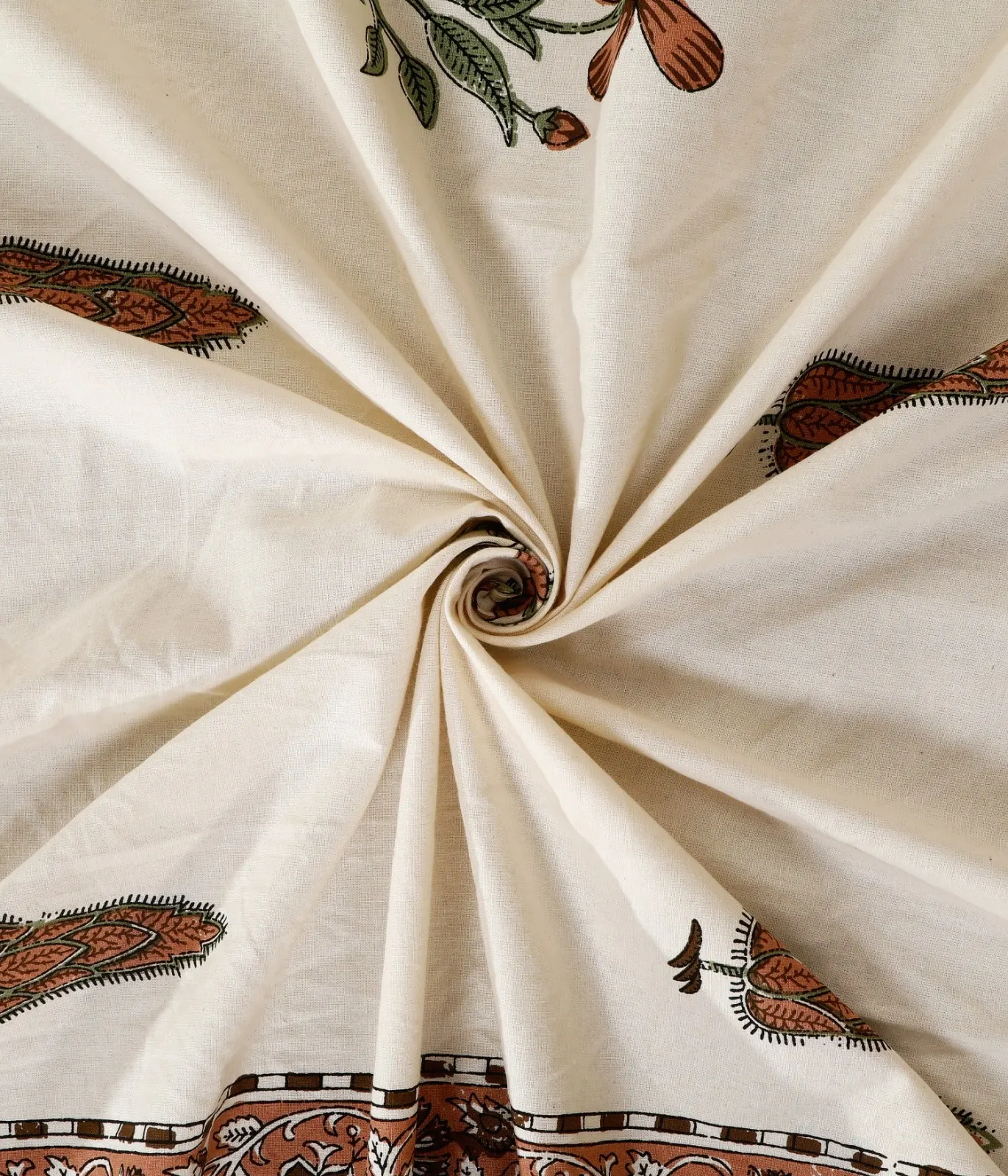 Brown Floral Border Buti king size bedsheet 108x108 wholesale Jaipur – Amer collection – view 5