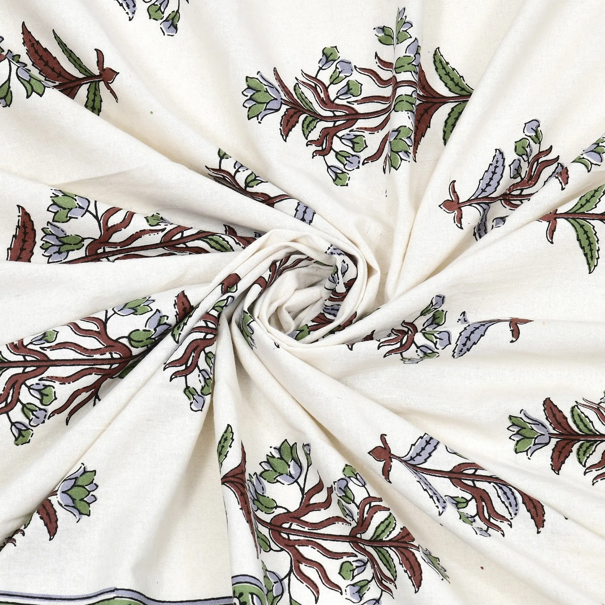Green Border Mughal Booti single bed cotton bedsheet 60x90 with pillow cover – green – Jaipur wholesale – image 6