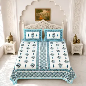 Aqua panel double bedsheet 90x108 wholesale Jaipur – Aqua Panel Floral double bedsheet 90x108 wholesale Jaipur – Gulmohar collection