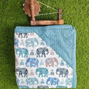 Blue elephant double dohar 90x100 wholesale Jaipur – Blue Elephant Parade reversible double bed dohar 90x100 wholesale Jaipur – Barkha collection