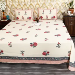 Red rose rose king size bedsheet 108x108 wholesale Jaipur – Red Rose Pink Border king size bedsheet 108x108 wholesale Jaipur – Amer collection