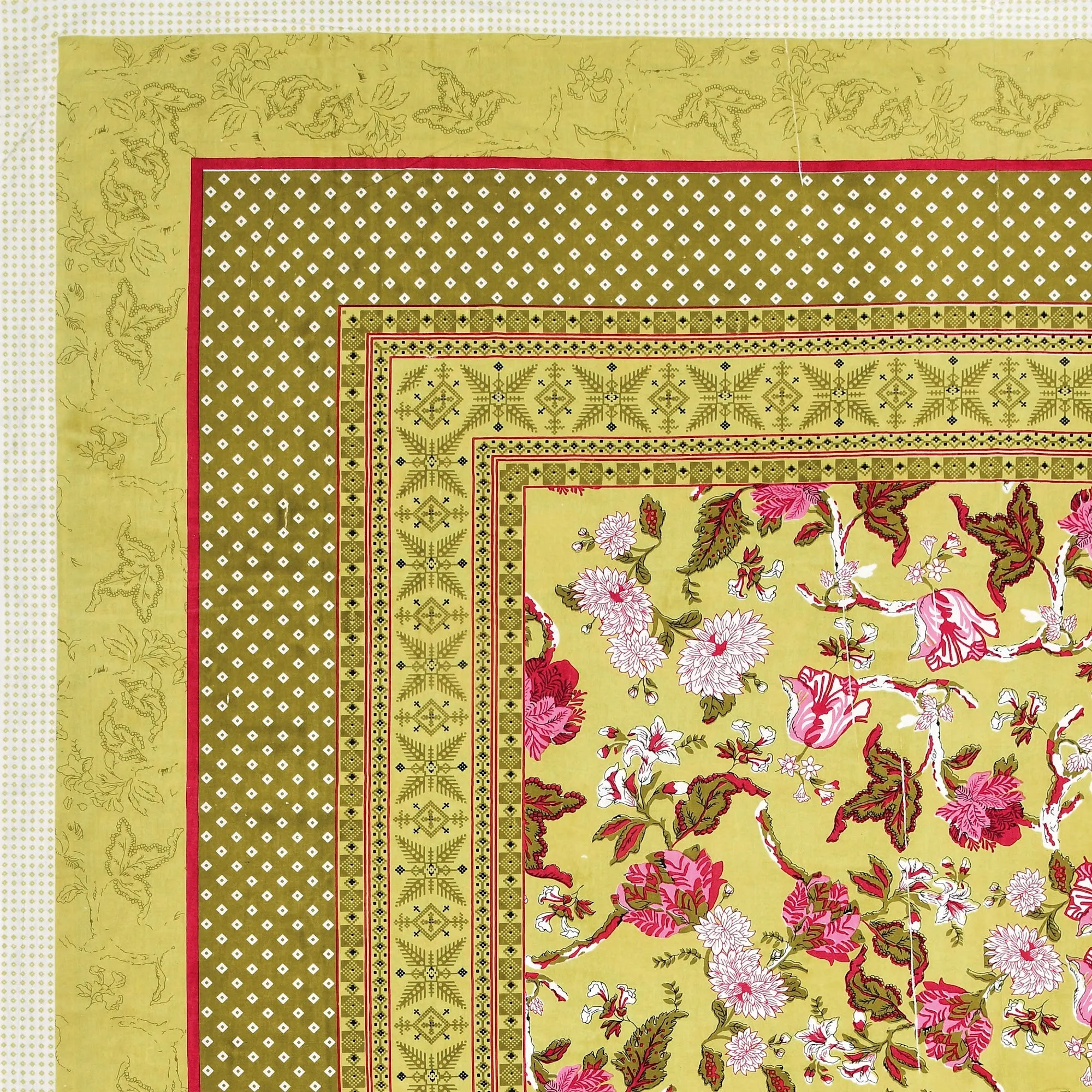 Mehendi Green Gulab Bouquet pure cotton double bedsheet 90x108 wholesale Jaipur – view 4