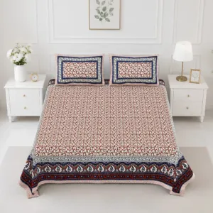 Rust jaal double bedsheet 90x108 wholesale Jaipur – Rust Pink Floral Jaal printed cotton double bedsheet 90x108 wholesale Jaipur – Rangeela collection
