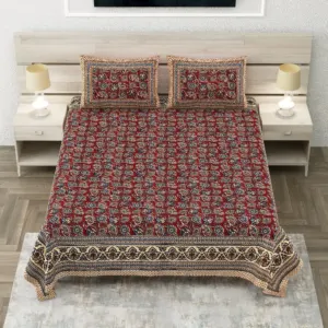 Maroon kalamkari sanganeri double bedsheet 90x108 wholesale Jaipur – Maroon Kalamkari Jaal double bedsheet 90x108 wholesale Jaipur – Sanganer Heritage collection