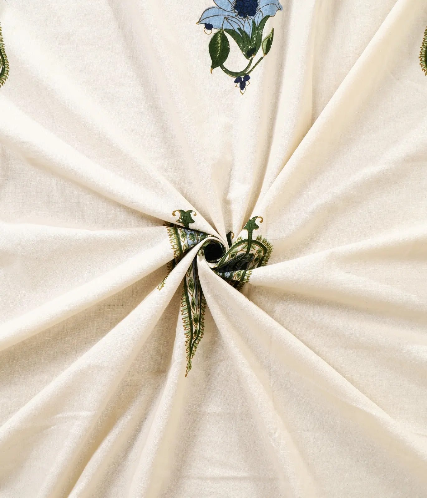 Green Cypress Blue Flower king size bedsheet 108x108 wholesale Jaipur – Amer collection – view 5