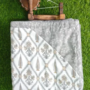 Grey mughal double dohar 90x100 wholesale Jaipur – Grey Mughal Trellis reversible double bed dohar 90x100 wholesale Jaipur – Barkha collection