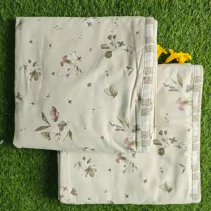 Ivory sprig single dohar 58x87 wholesale Jaipur – Ivory Botanical Sprig reversible single bed dohar pack of 2 wholesale Jaipur – Mausam collection