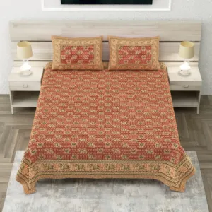 Orange jaal sanganeri double bedsheet 90x108 90x108 wholesale Jaipur β Saffron Orange Jaal double bedsheet 90x108 wholesale Jaipur β Sanganer Heritage collection