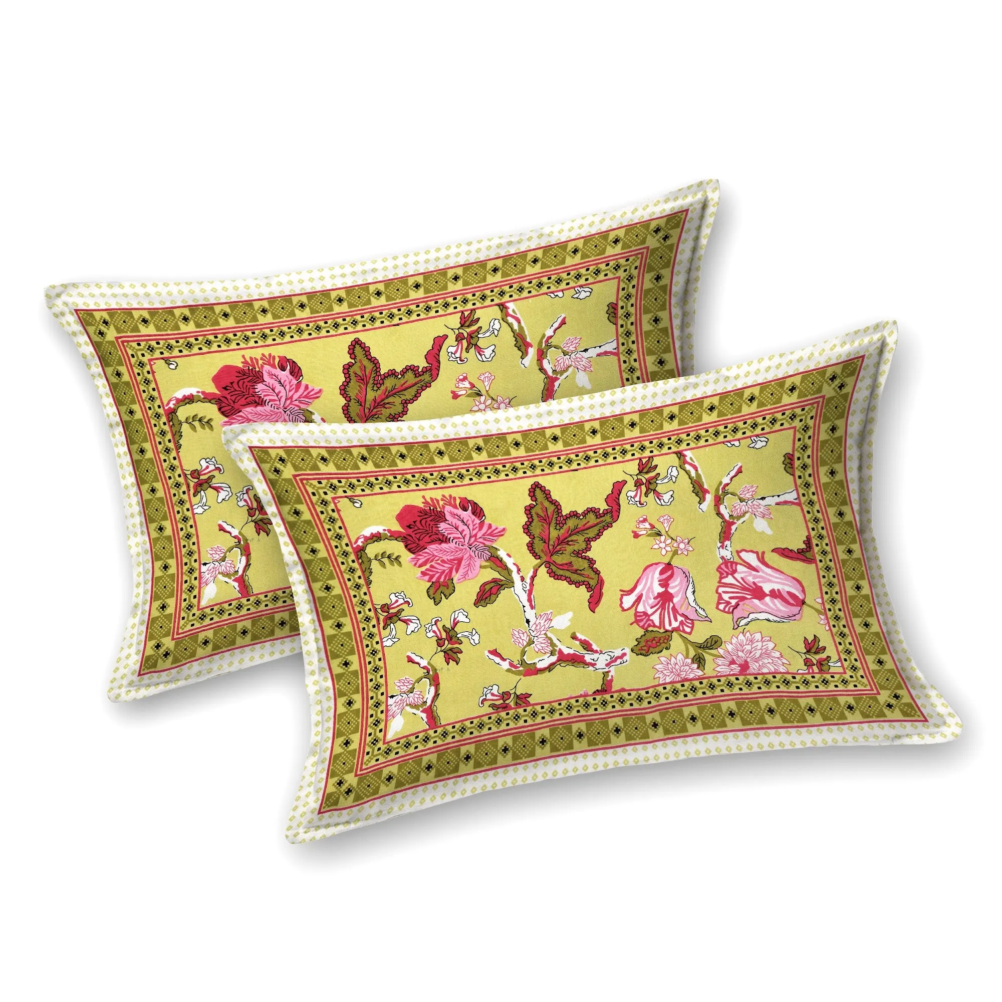 Mehendi Green Gulab Bouquet pure cotton double bedsheet 90x108 wholesale Jaipur – view 5