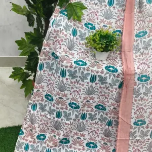 Tulip Jaal Peach Border Jaipuri Razai Wholesale – Mulmul Cotton Quilt (Jal Mahal)