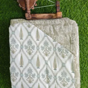 Sage buta double dohar 90x100 wholesale Jaipur – Sage Buta Trellis reversible double bed dohar 90x100 wholesale Jaipur – Barkha collection