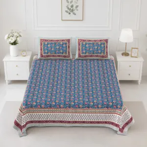 Blue jaal double bedsheet 90x108 90x108 wholesale Jaipur – Blue Floral Jaal printed cotton double bedsheet 90x108 wholesale Jaipur – Rangeela collection