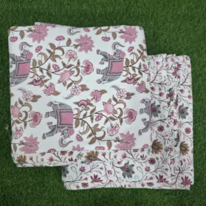 Pink Floral Garden single dohar 58x87 wholesale Jaipur – Pink Floral Garden reversible single bed dohar pack of 2 wholesale Jaipur – Mausam collection