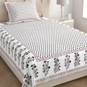 Grey vine single bedsheet 60x90 60x90 wholesale Jaipur – Mauve Grey Mini Booti with Bel Border single bed cotton bedsheet 60x90 with pillow cover – mauve grey – Jaipur wholesale