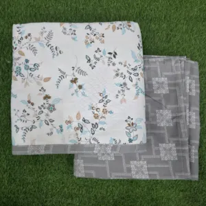 Grey Wildflower Sprig Reversible Single Bed Dohar Pack of 2, 58x87 (Mausam)