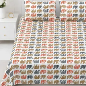 Multicolour elephant double bedsheet 90x108 wholesale Jaipur – Multicolour Elephant Parade printed cotton double bedsheet 90x108 wholesale Jaipur – Rangeela collection