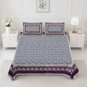 Purple jaal double bedsheet 90x108 wholesale Jaipur β Purple Grey Floral Jaal printed cotton double bedsheet 90x108 wholesale Jaipur β Rangeela collection