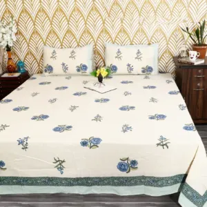Blue rose king size bedsheet 108x108 wholesale Jaipur – Blue Rose Buta king size bedsheet 108x108 wholesale Jaipur – Amer collection