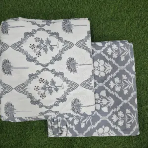 Grey Ogee Damask Jaal Reversible Single Bed Dohar Pack of 2, 58x87 (Mausam)