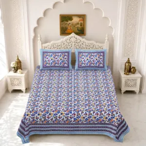 Purple jaal double bedsheet 90x108 90x108 wholesale Jaipur – Purple Floral Jaal double bedsheet 90x108 wholesale Jaipur – Gulmohar collection