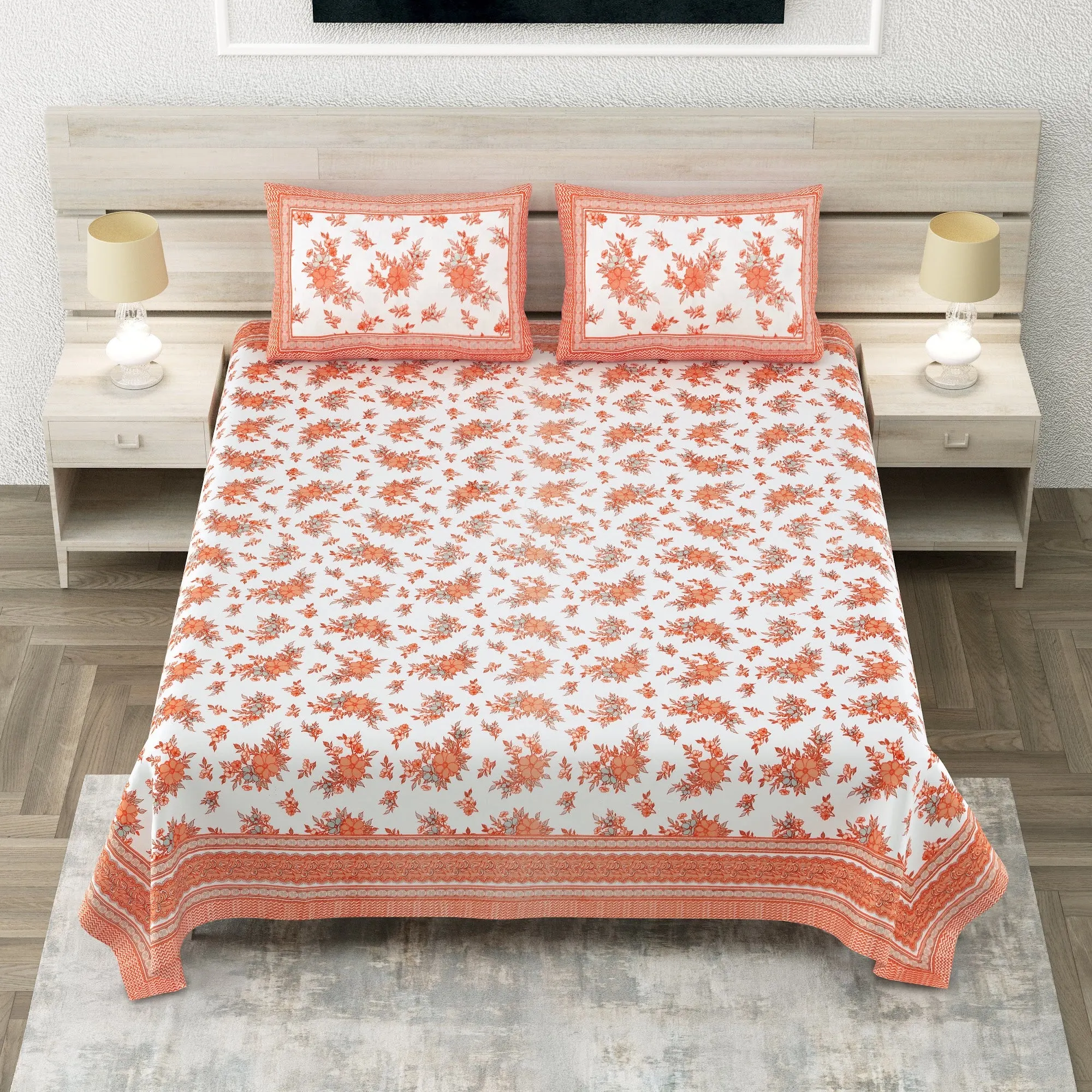 Coral Paisley king size bedsheet 108x108 wholesale Jaipur – Sheesh Mahal collection