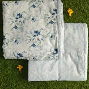 Blue blossom single dohar 58x87 wholesale Jaipur – Blue Blossom Watercolour reversible single bed dohar pack of 2 wholesale Jaipur – Mausam collection